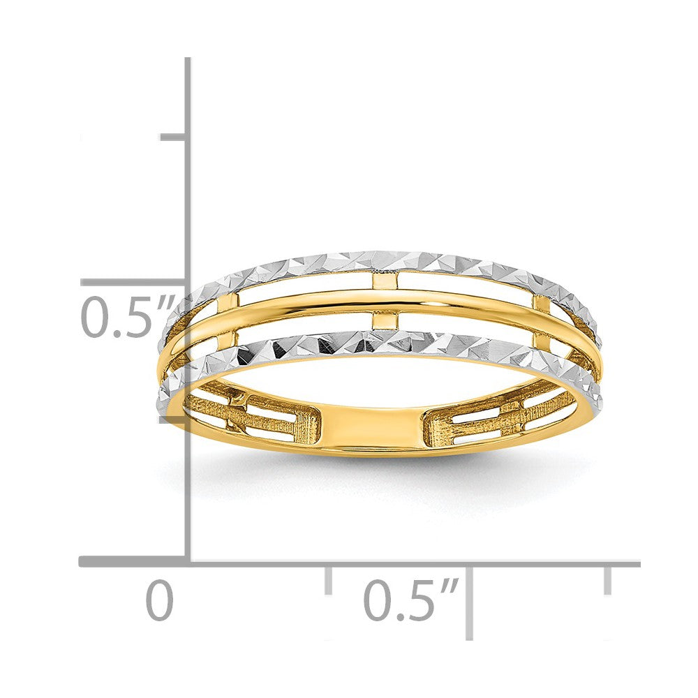 14k yellow gold w white rhodium polished real diamond cut ring r958