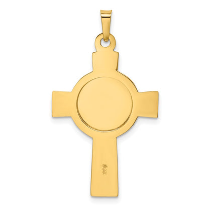 14k Yellow Gold Cross w/St. Jude Medal Pendant