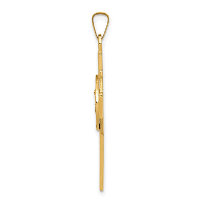 14k Yellow Gold Cross w/St. Michael Medal Pendant