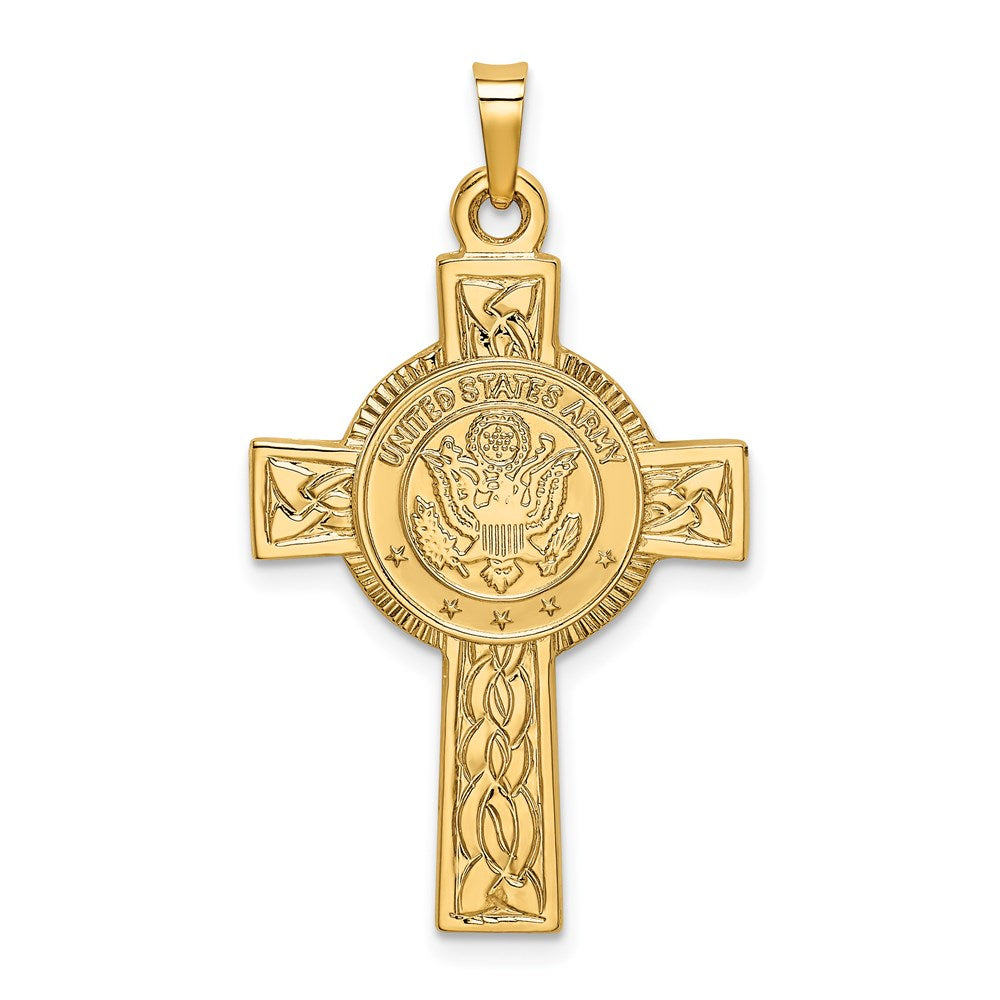 14k Yellow Gold Army Insignia Cross Pendant