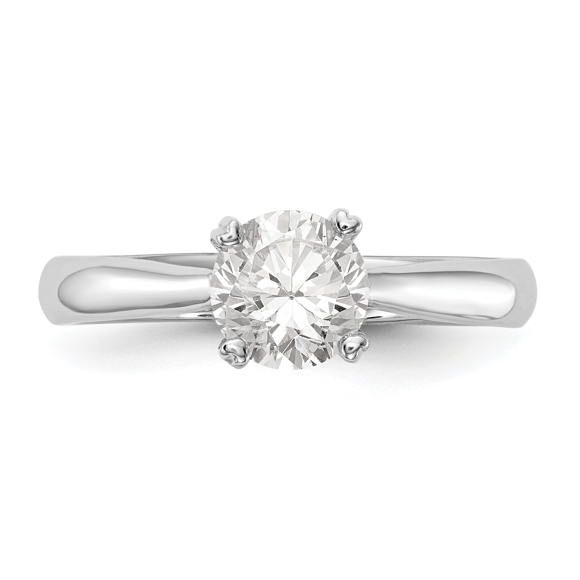 0.33ct. CZ Solid Real 14k White Gold Round Solitaire Engagement Ring Engagement Polished