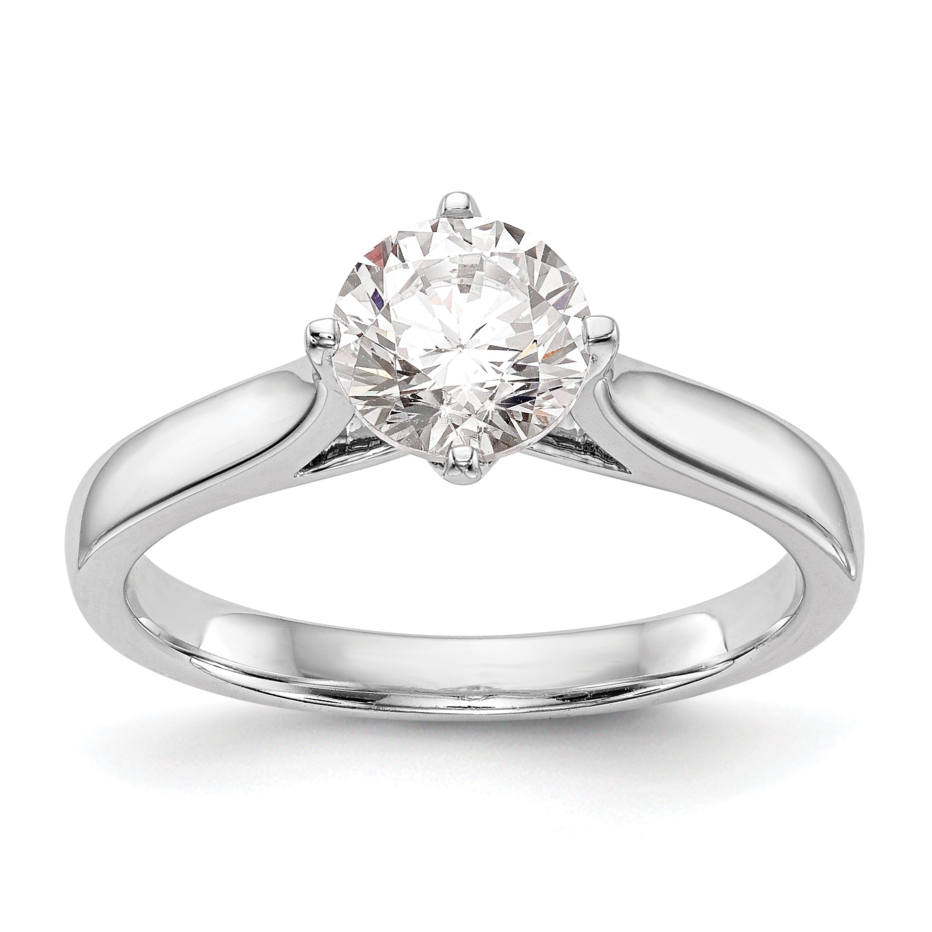 0.50ct. CZ Solid Real 14K White Gold Round Solitaire Engagement Ring Engagement Polished