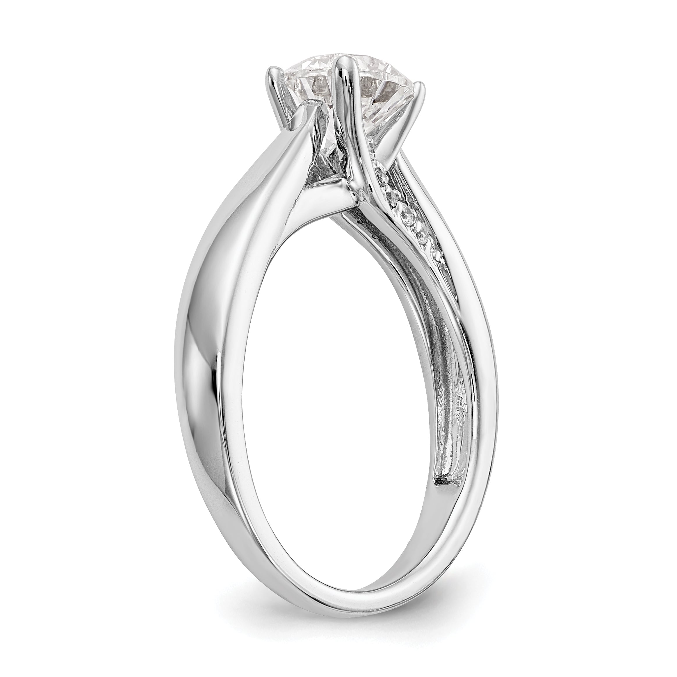 0.75ct. CZ Solid Real 14K White Gold Round Solitaire Engagement Ring Engagement Ring