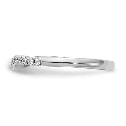 0.18ct. CZ Solid Real 14K White Gold Contoured Wedding Wedding Band Ring