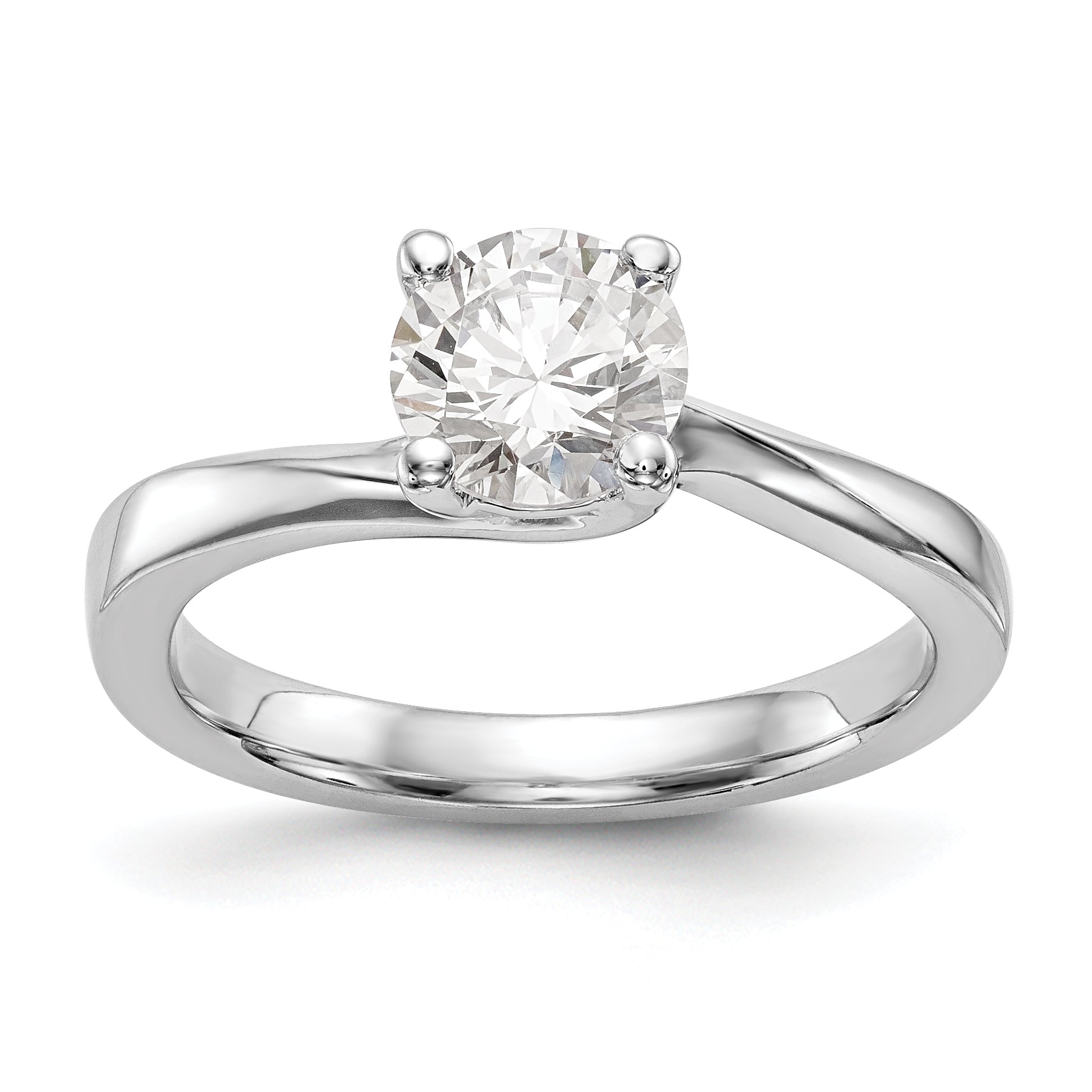 0.50ct. CZ Solid Real 14K White Gold Round Solitaire Engagement Ring Engagement Polished
