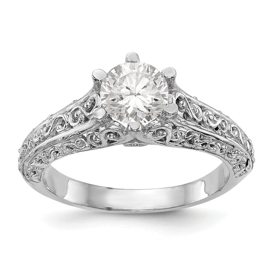 1.00ct. CZ Solid Real 14k White Gold Round Solitaire Engagement Ring