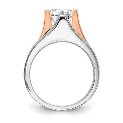 1.00ct. CZ Solid Real 14k Two-tone Round Solitaire Engagement Ring