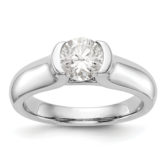 0.75ct. CZ Solid Real 14K White Gold Round Bezel Solitaire Engagement Ring