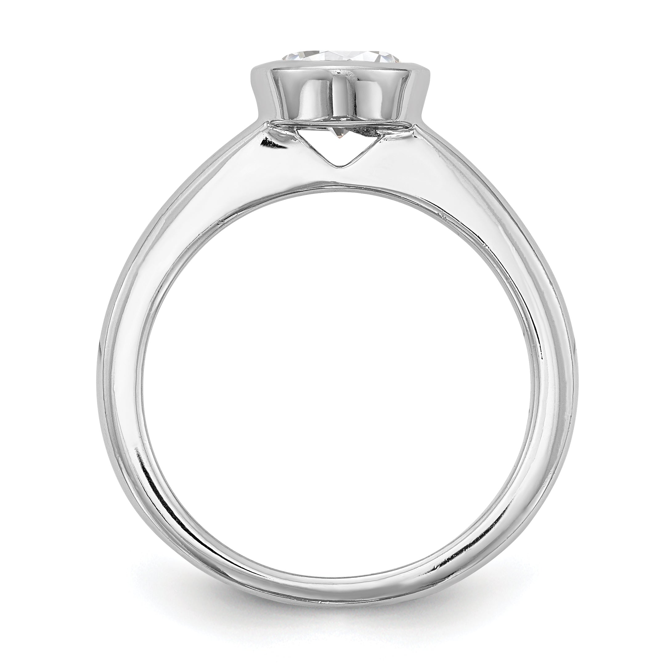 0.25ct. CZ Solid Real 14K White Gold Round Bezel Solitaire Engagement Ring