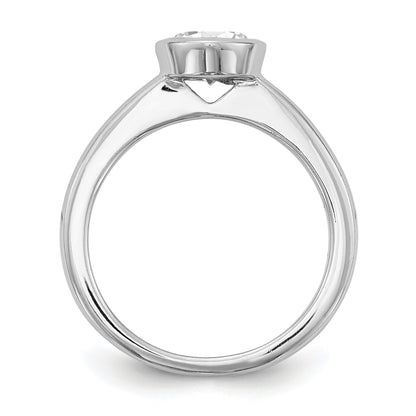 0.25ct. CZ Solid Real 14K White Gold Round Bezel Solitaire Engagement Ring