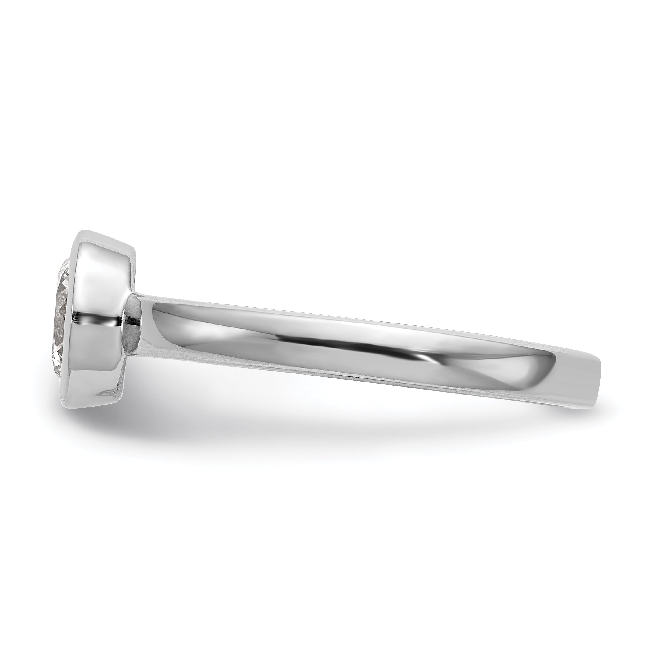 0.25ct. CZ Solid Real 14K White Gold Round Bezel Solitaire Engagement Ring