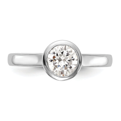 0.25ct. CZ Solid Real 14K White Gold Round Bezel Solitaire Engagement Ring
