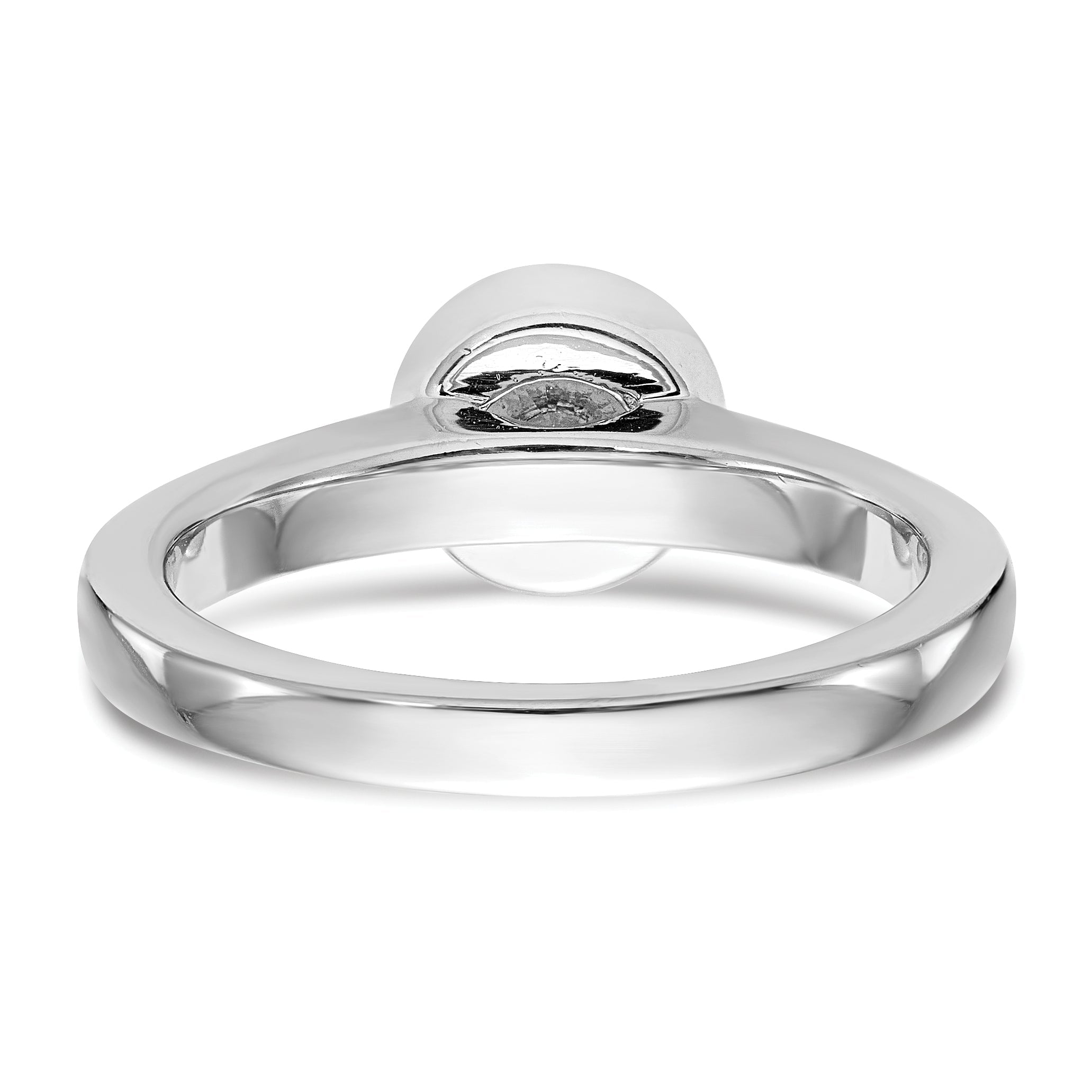 0.25ct. CZ Solid Real 14K White Gold Round Bezel Solitaire Engagement Ring