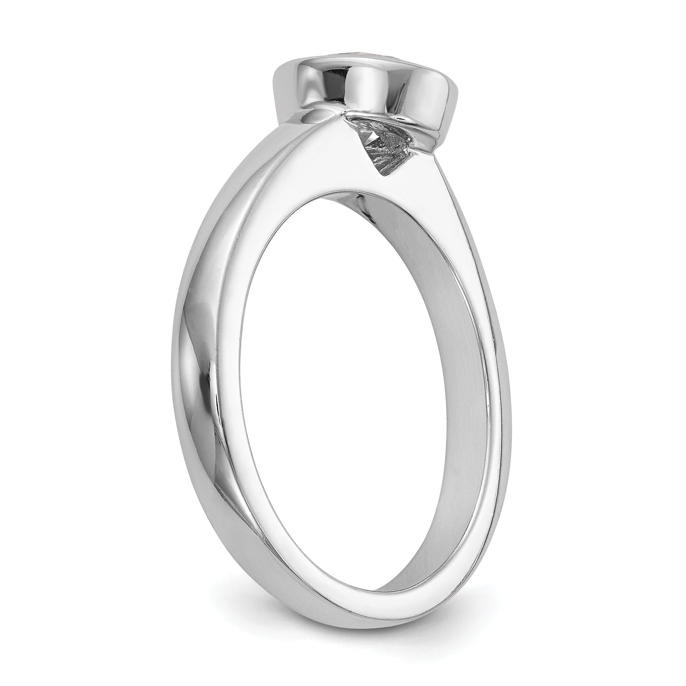 0.25ct. CZ Solid Real 14K White Gold Round Bezel Solitaire Engagement Ring