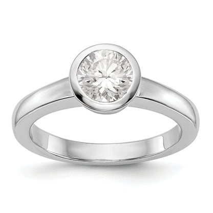 0.25ct. CZ Solid Real 14K White Gold Round Bezel Solitaire Engagement Ring