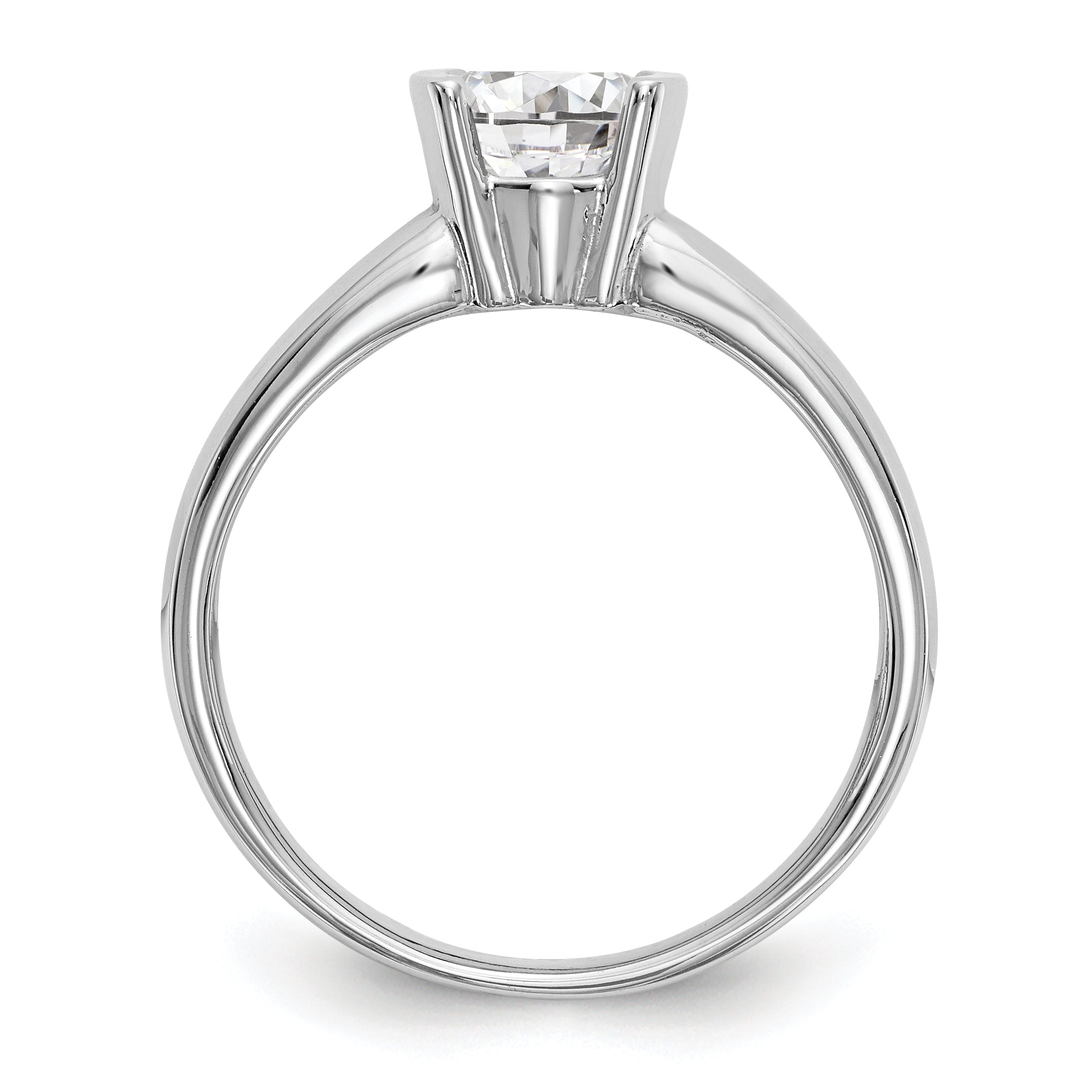 0.25ct. CZ Solid Real 14K White Gold Round Bezel Solitaire Engagement Ring
