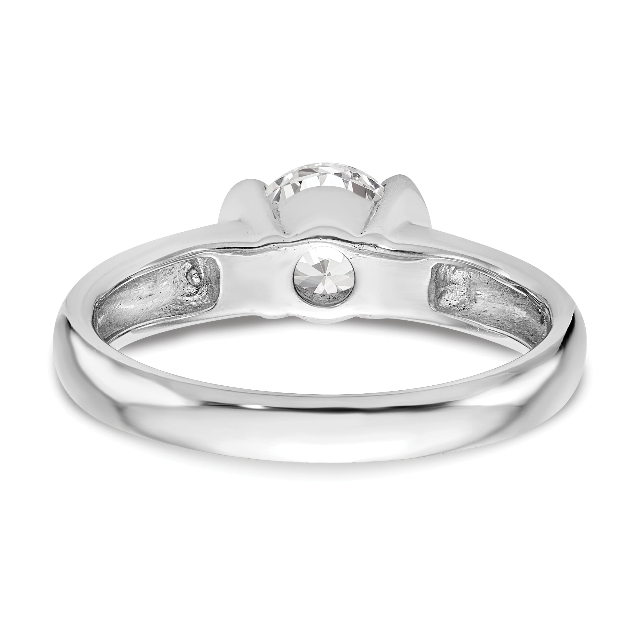 0.25ct. CZ Solid Real 14K White Gold Round Bezel Solitaire Engagement Ring