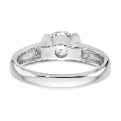 0.25ct. CZ Solid Real 14K White Gold Round Bezel Solitaire Engagement Ring