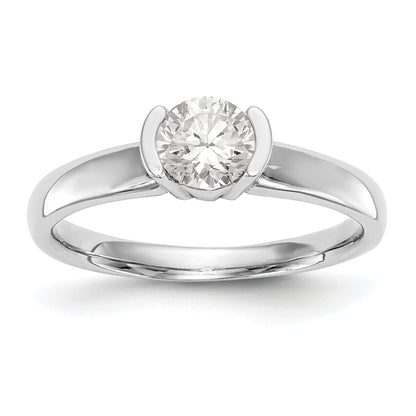 0.25ct. CZ Solid Real 14K White Gold Round Bezel Solitaire Engagement Ring