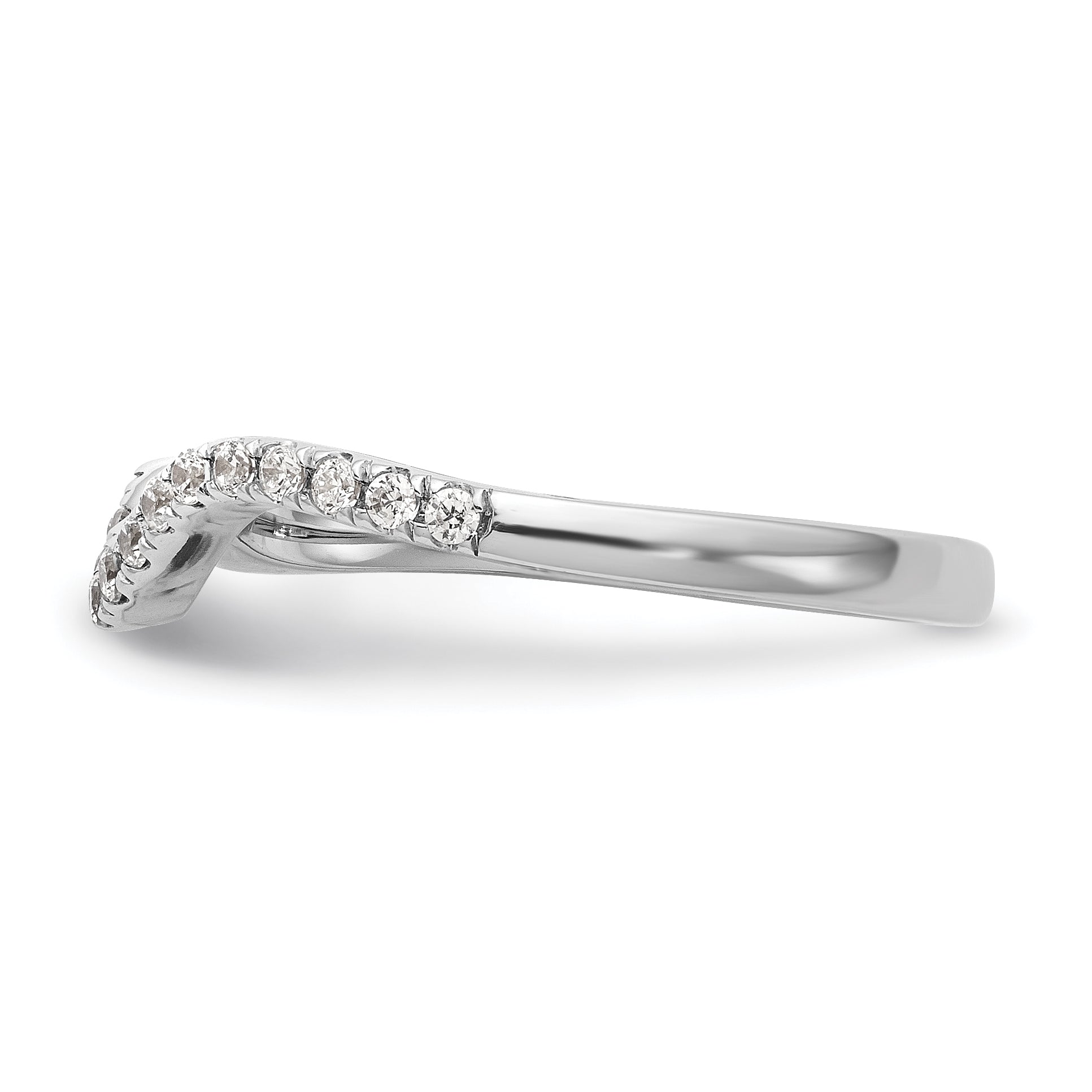 0.20ct. CZ Solid Real 14K White Gold Contoured Wedding Wedding Band Ring