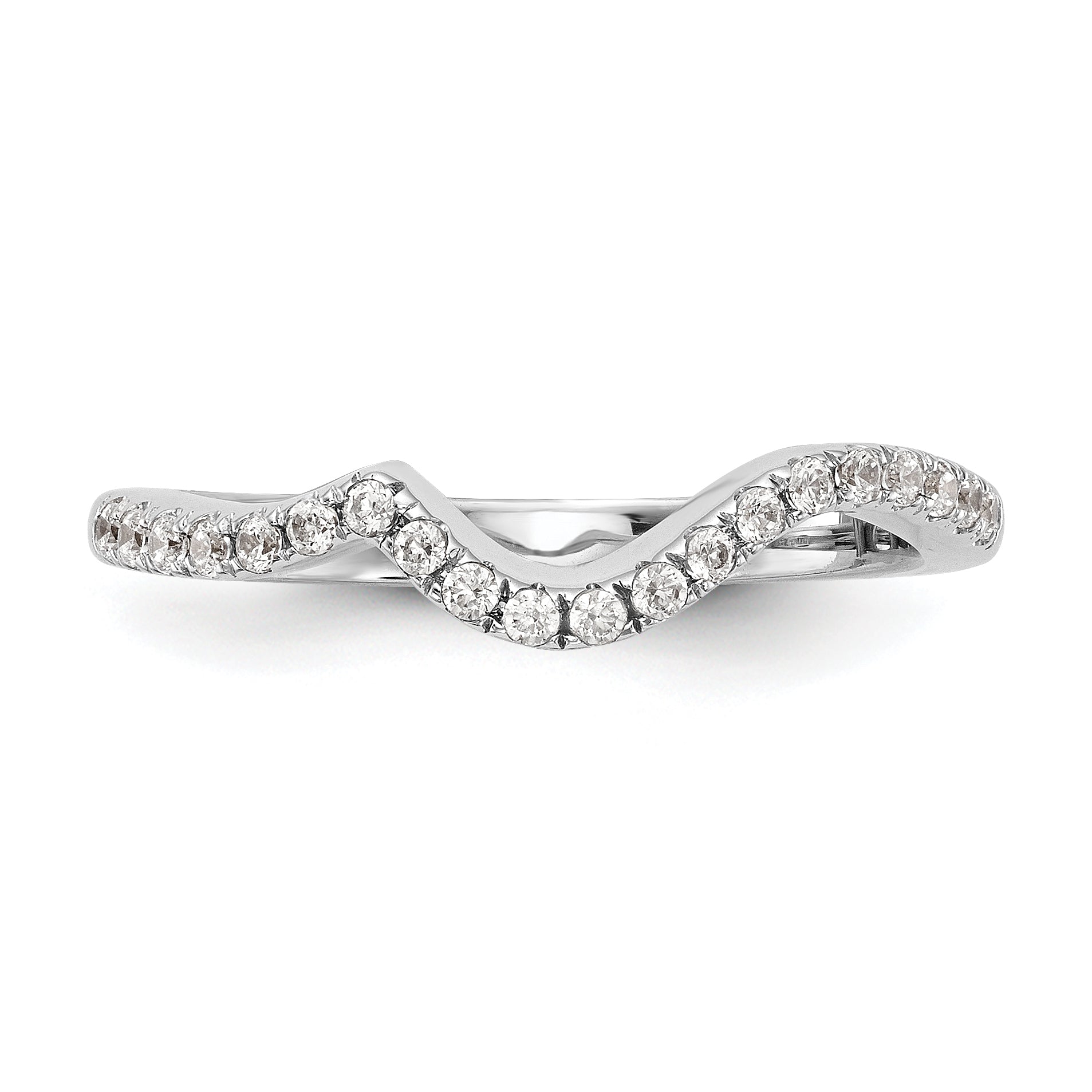 0.20ct. CZ Solid Real 14K White Gold Contoured Wedding Wedding Band Ring