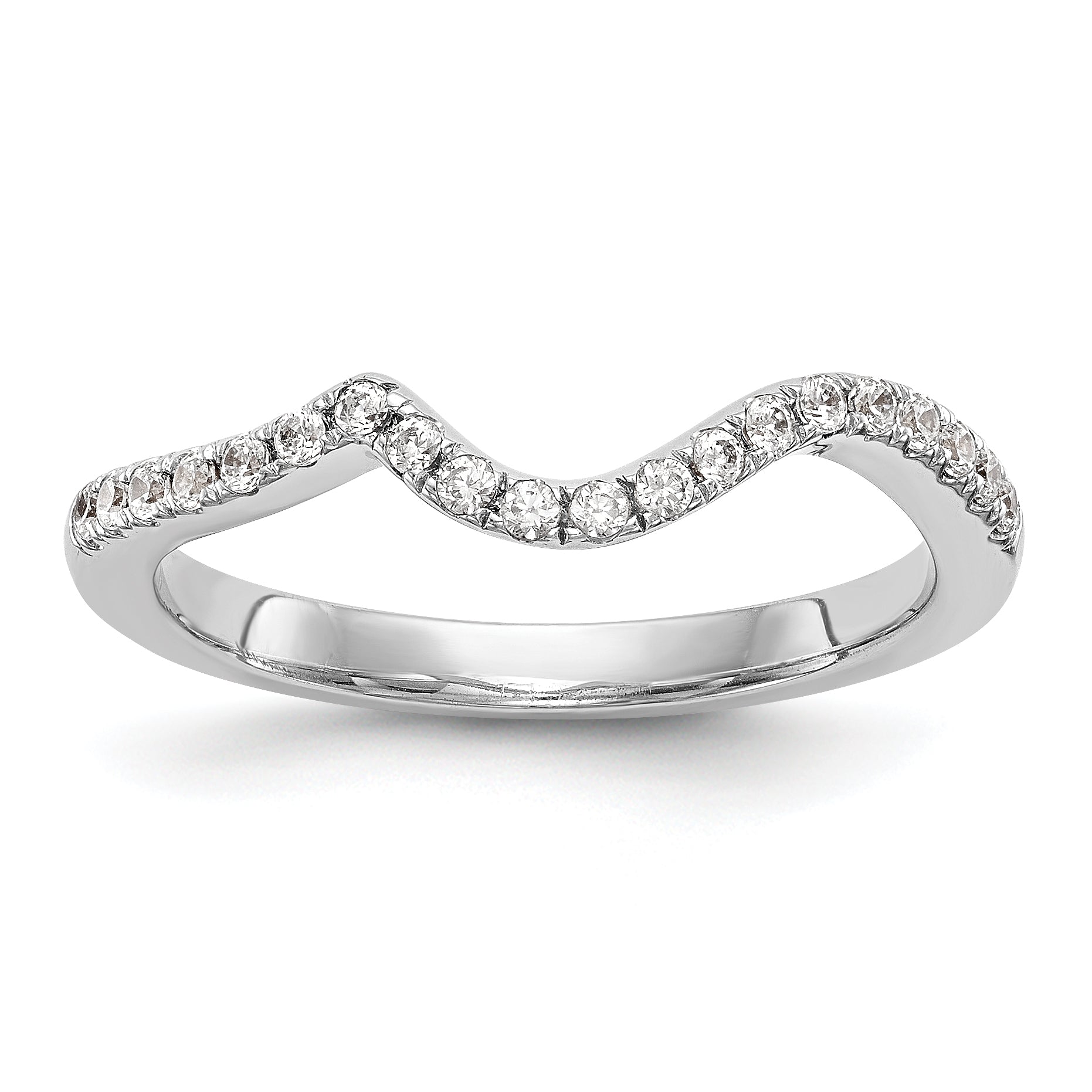 0.29ct. CZ Solid Real 14K White Gold Contoured Wedding Wedding Band Ring