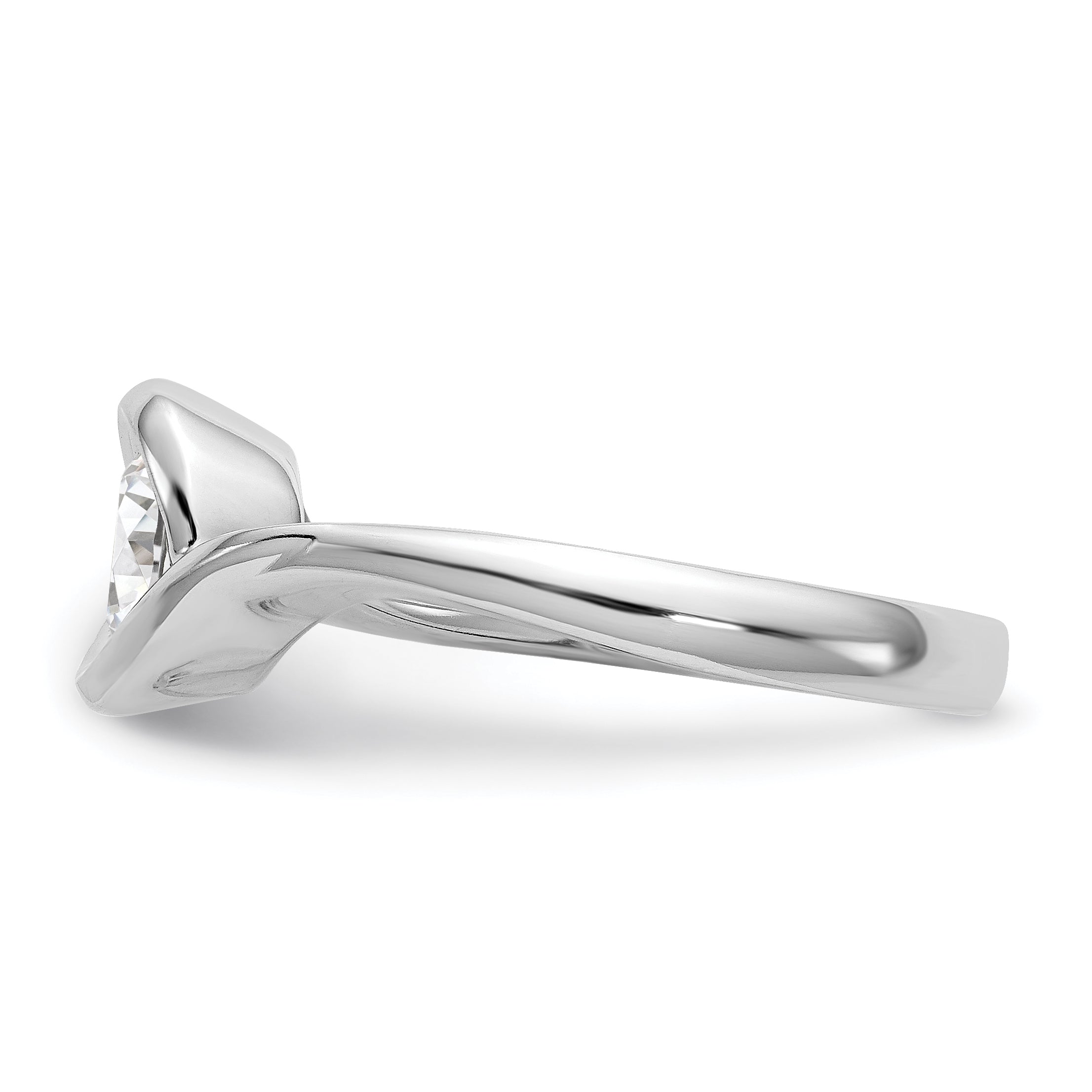 0.25ct. CZ Solid Real 14K White Gold Round Bezel Set Solitaire Engagement Ring Engagement Polished