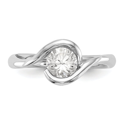0.25ct. CZ Solid Real 14K White Gold Round Bezel Set Solitaire Engagement Ring Engagement Polished