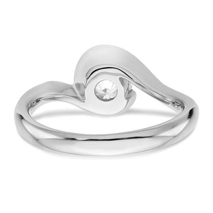 0.25ct. CZ Solid Real 14K White Gold Round Bezel Set Solitaire Engagement Ring Engagement Polished