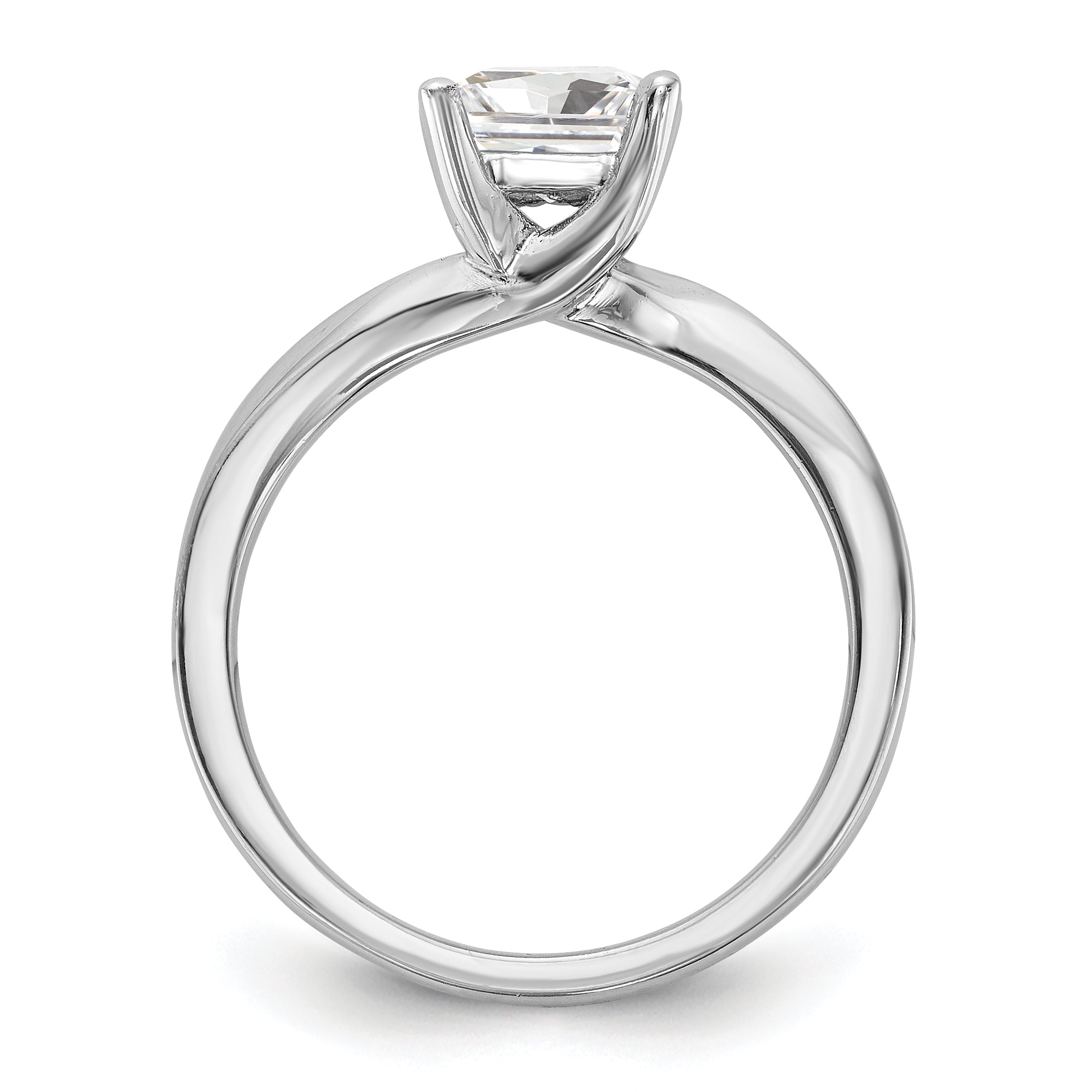0.25ct. CZ Solid Real 14k White Gold Square Solitaire Engagement Ring