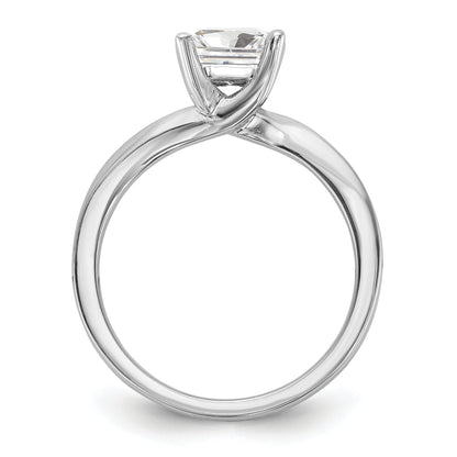 0.50ct. CZ Solid Real 14k White Gold Square Solitaire Engagement Ring