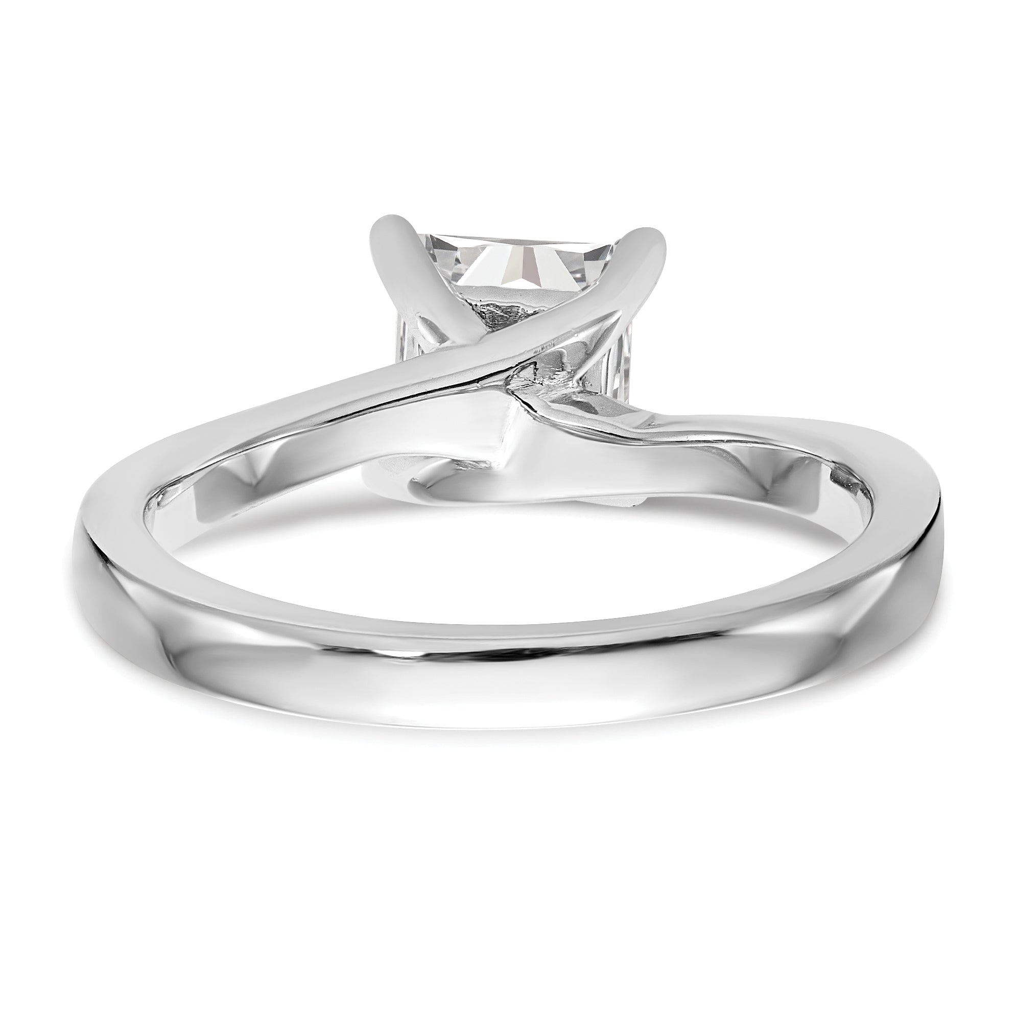 0.50ct. CZ Solid Real 14k White Gold Square Solitaire Engagement Ring