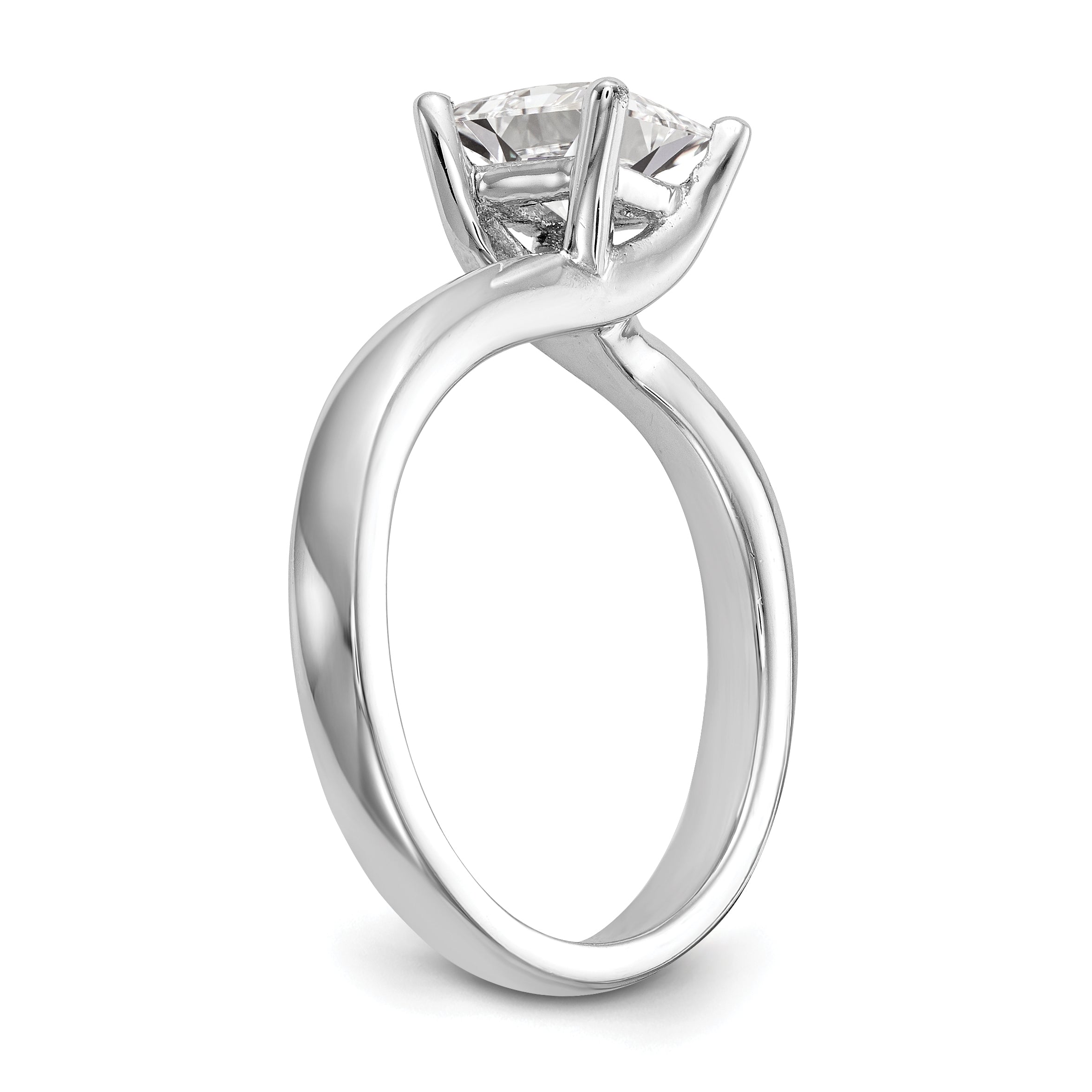 0.50ct. CZ Solid Real 14k White Gold Square Solitaire Engagement Ring