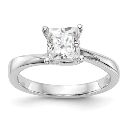 0.33ct. CZ Solid Real 14k White Gold Square Solitaire Engagement Ring