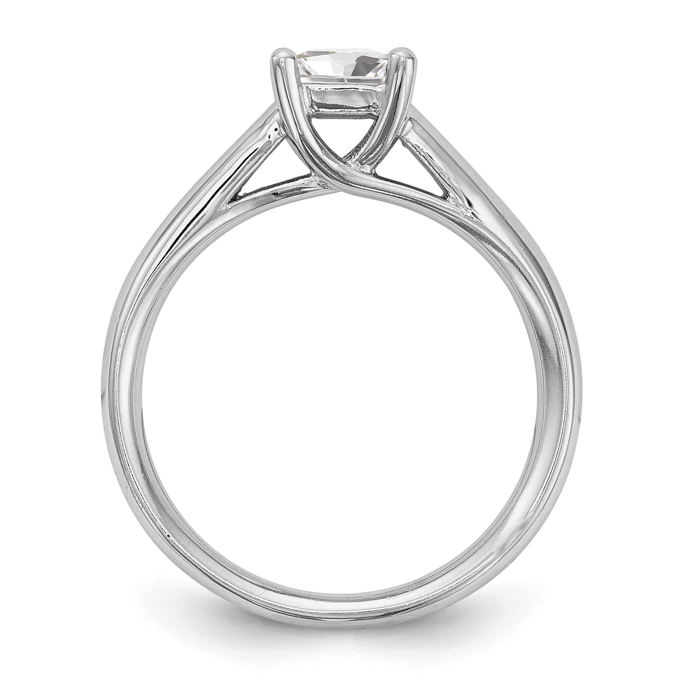 0.50ct. CZ Solid Real 14k White Gold Square Solitaire Engagement Ring