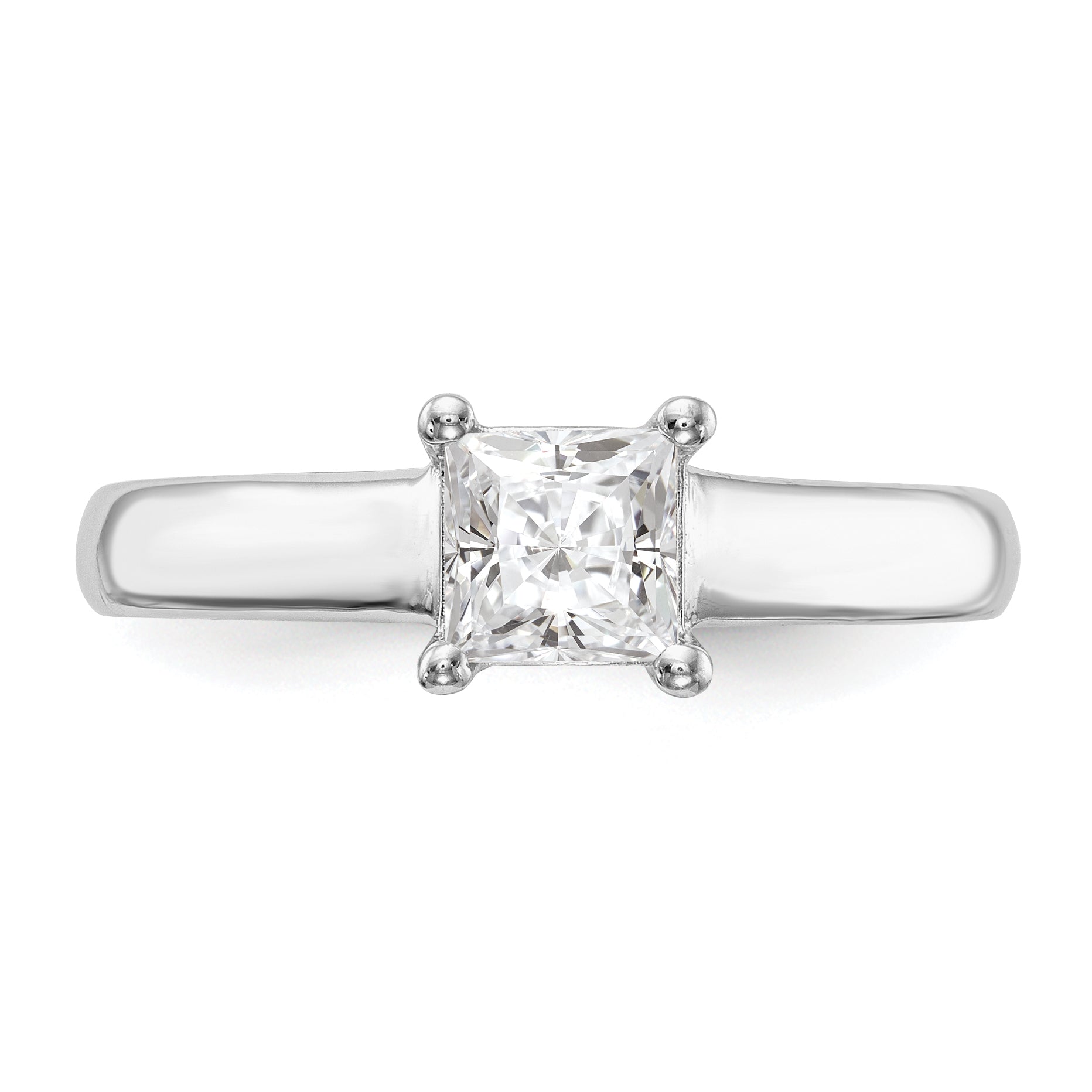 0.50ct. CZ Solid Real 14k White Gold Square Solitaire Engagement Ring
