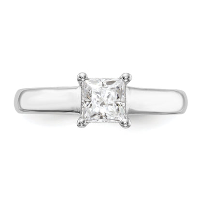 0.75ct. CZ Solid Real 14k White Gold Square Solitaire Engagement Ring