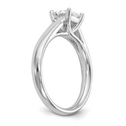 0.50ct. CZ Solid Real 14k White Gold Square Solitaire Engagement Ring