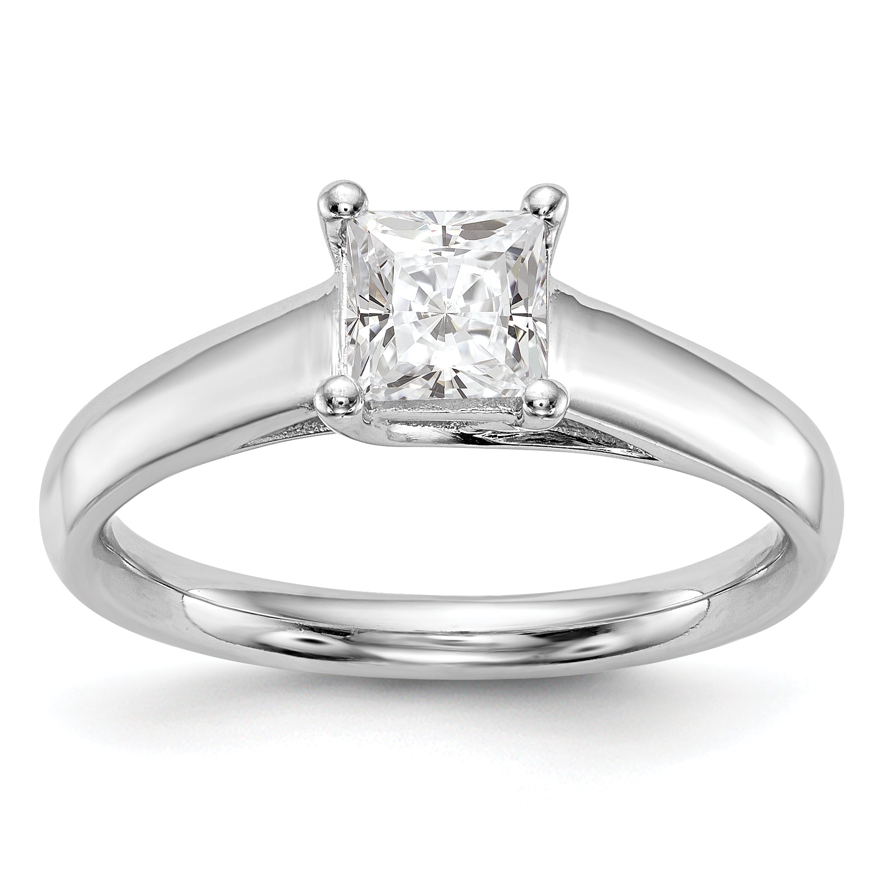 0.50ct. CZ Solid Real 14k White Gold Square Solitaire Engagement Ring