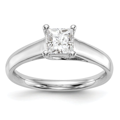 0.50ct. CZ Solid Real 14k White Gold Square Solitaire Engagement Ring
