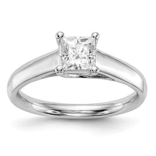 0.50ct. CZ Solid Real 14k White Gold Square Solitaire Engagement Ring