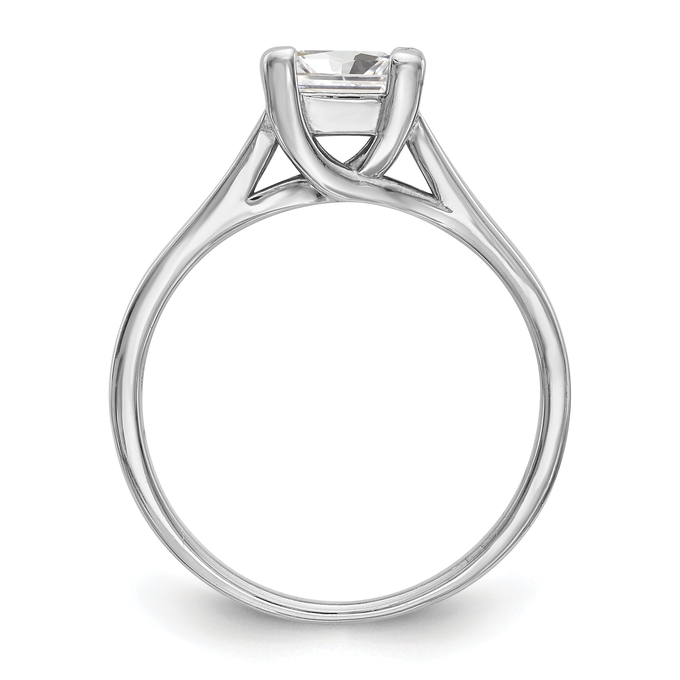 0.25ct. CZ Solid Real 14k White Gold Square Solitaire Engagement Ring
