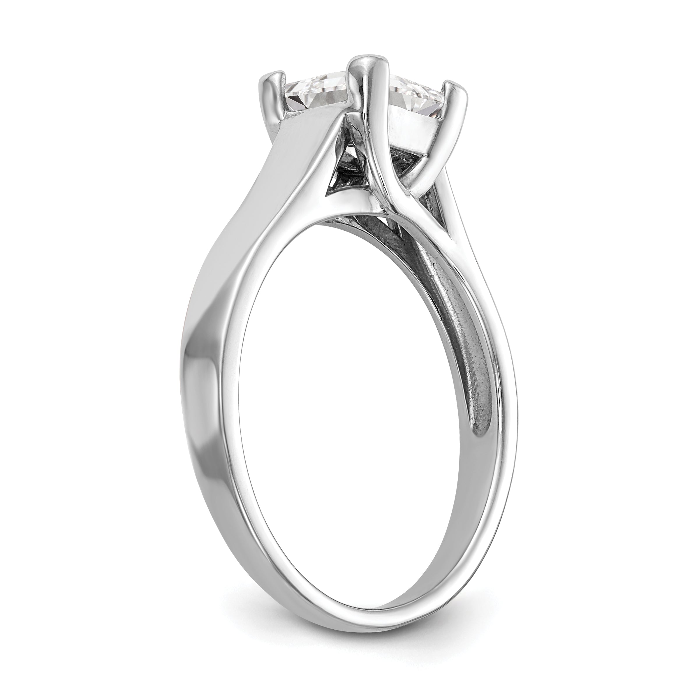 0.33ct. CZ Solid Real 14k White Gold Square Solitaire Engagement Ring