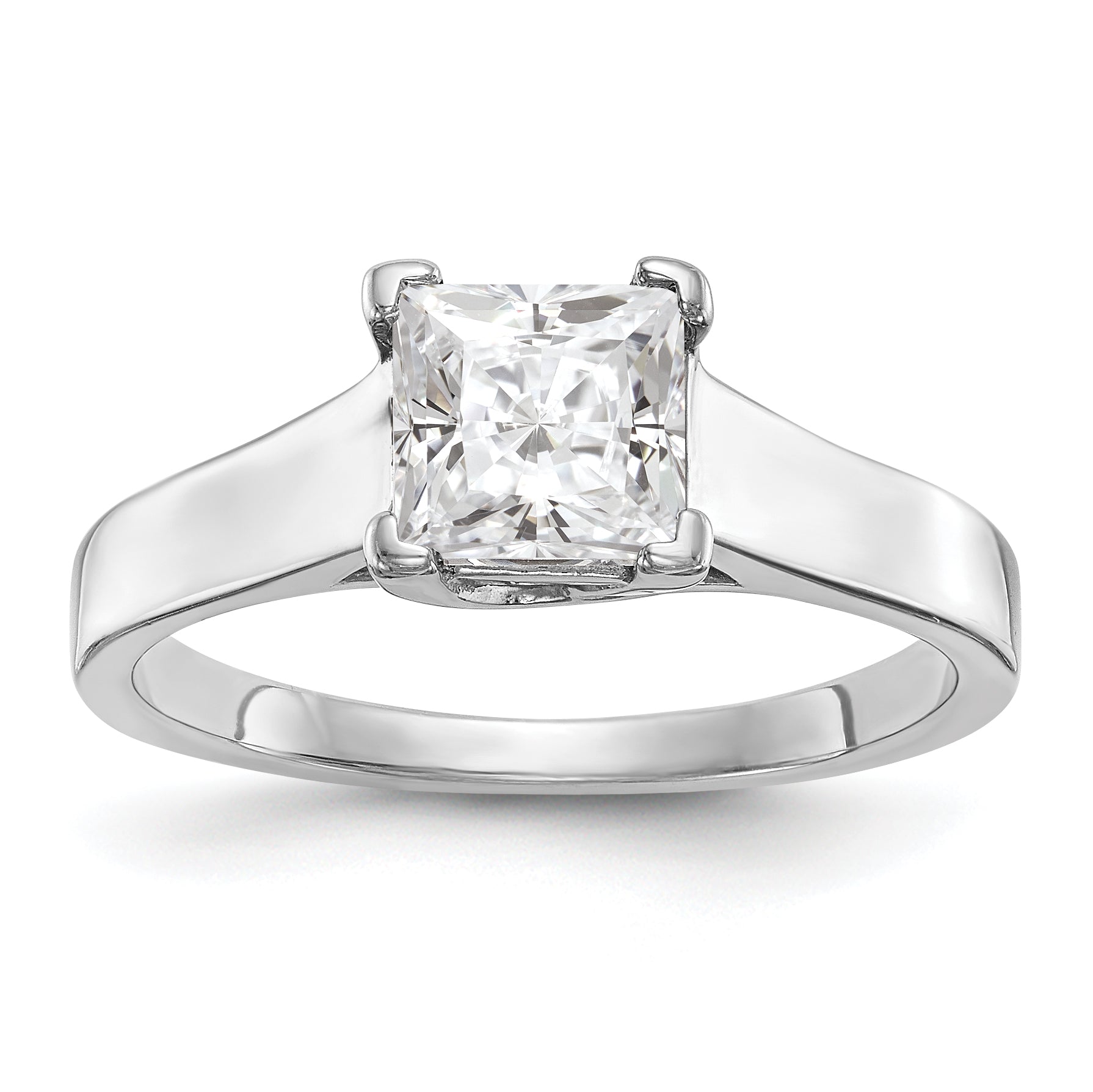 0.25ct. CZ Solid Real 14k White Gold Square Solitaire Engagement Ring