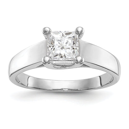 0.50ct. CZ Solid Real 14k White Gold Square Solitaire Engagement Ring