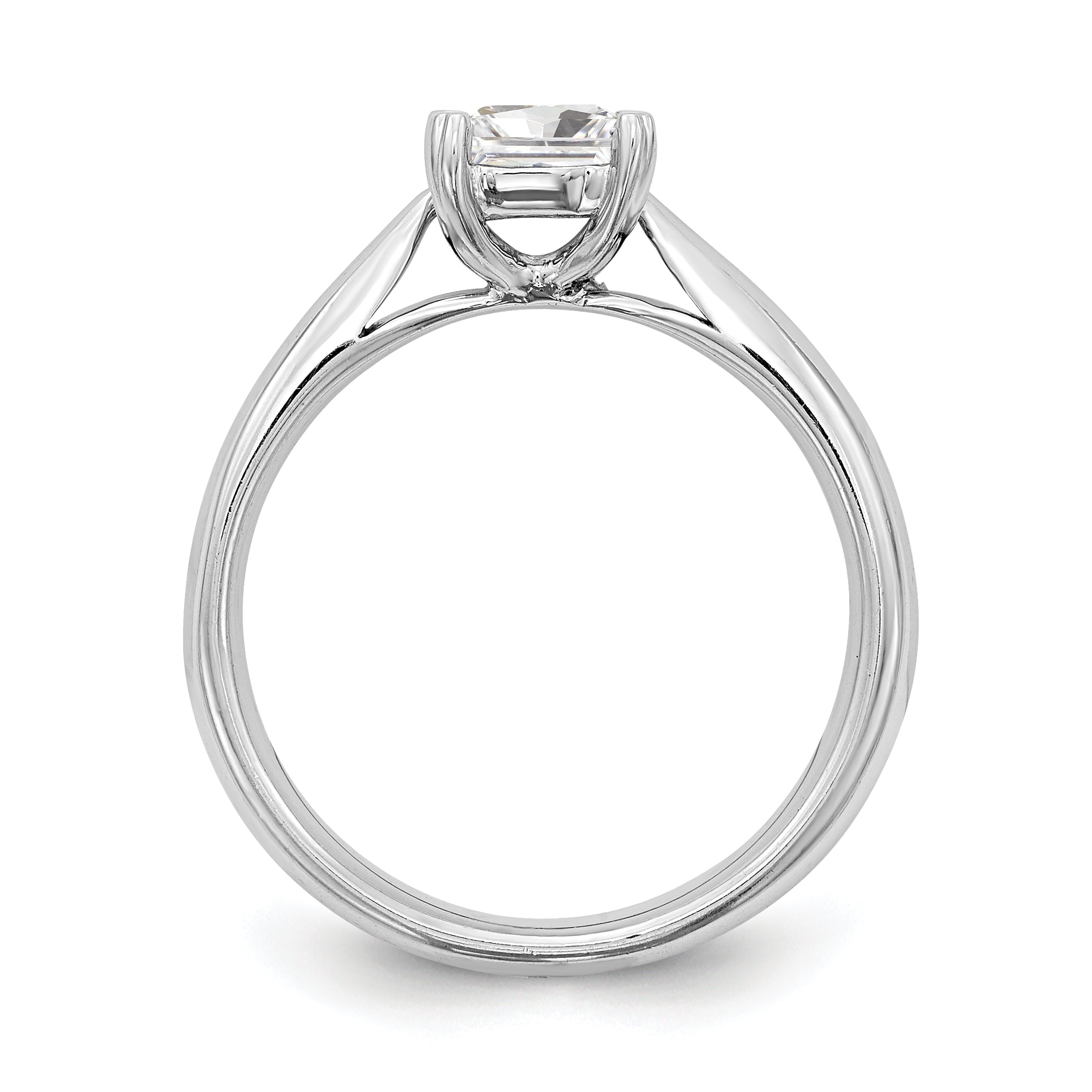 0.75ct. CZ Solid Real 14k White Gold Square Solitaire Engagement Ring