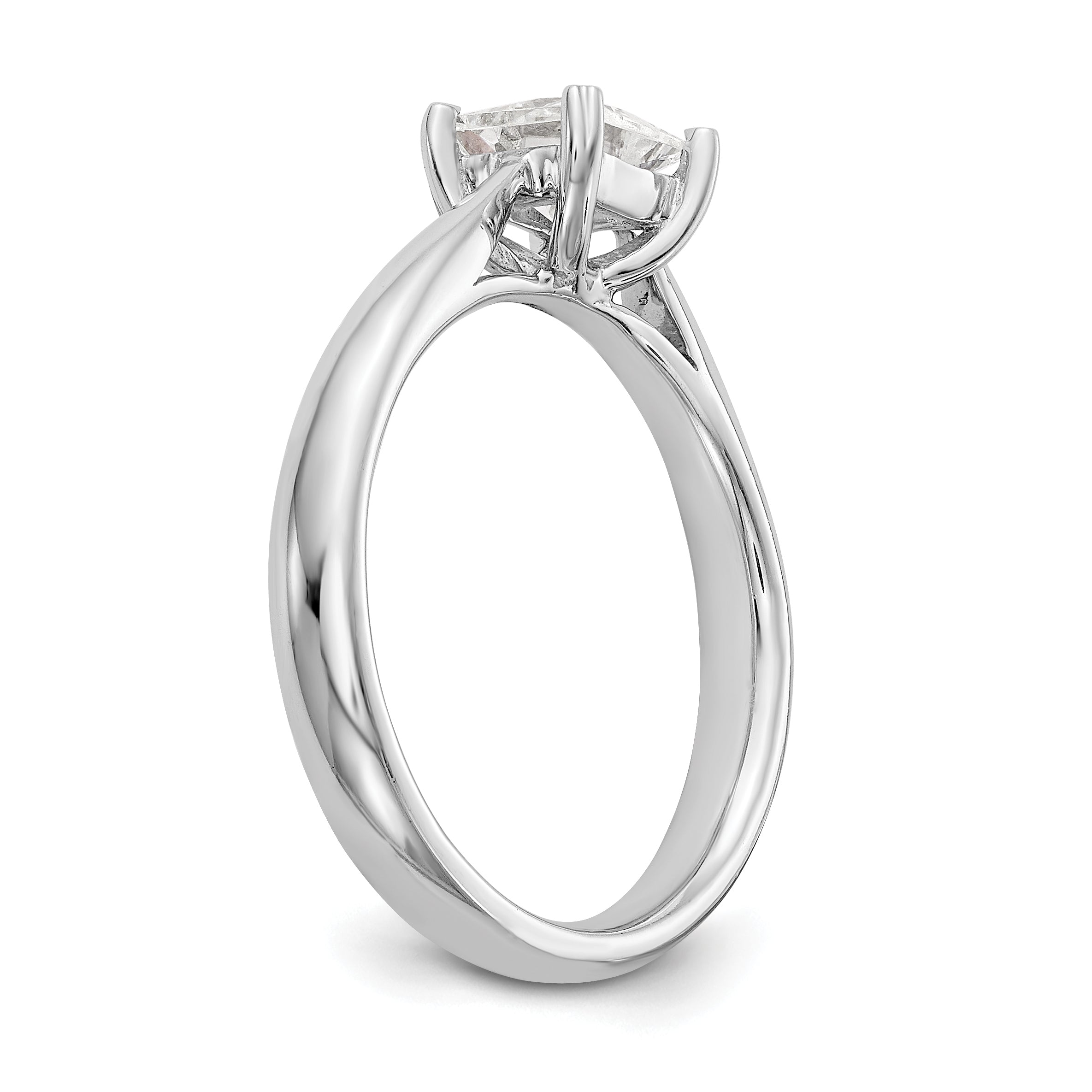 0.33ct. CZ Solid Real 14k White Gold Square Solitaire Engagement Ring