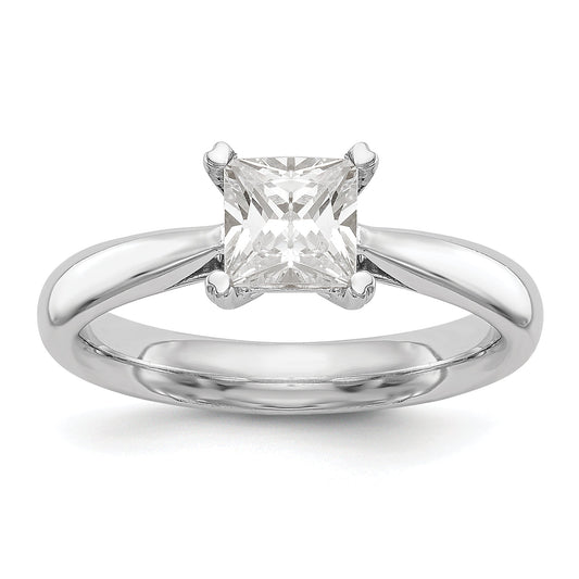 1.00ct. CZ Solid Real 14k White Gold Square Solitaire Engagement Ring