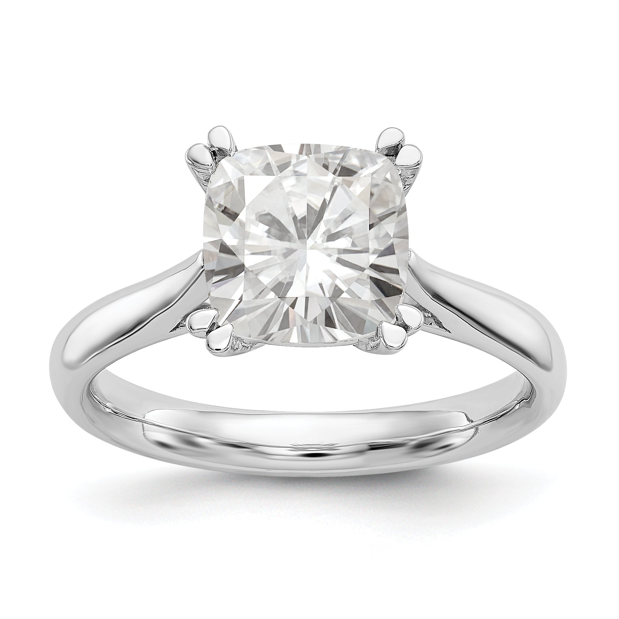 2.50ct. CZ Solid Real 14k White Gold Square Solitaire Engagement Ring