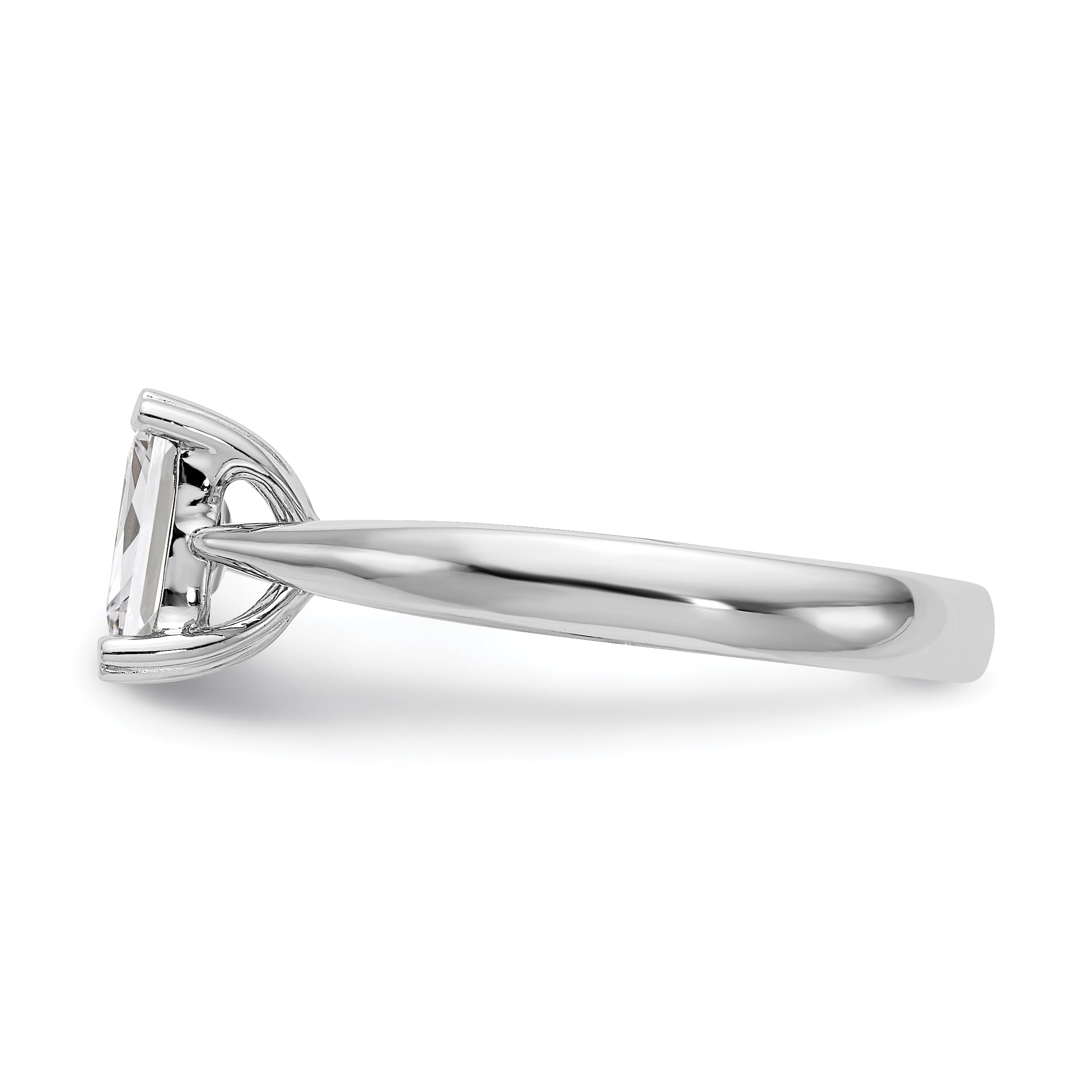 0.25ct. CZ Solid Real 14k White Gold Emerald Solitaire Engagement Ring